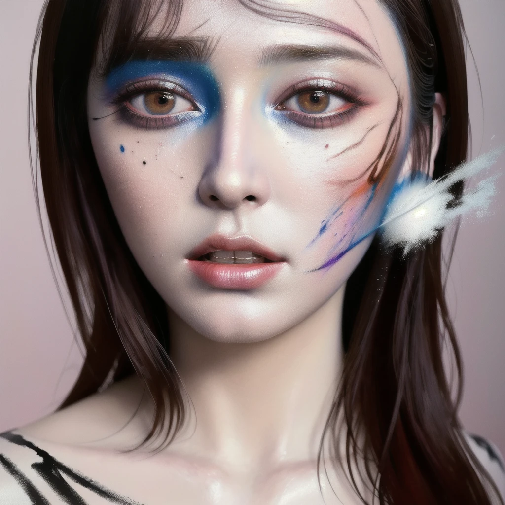 Android Beauty, Powerful paintings inspired by Francis Bacon, Ultra-realistic surrealism, Hyperrealism, fear, art, hyper real painting, Realistic illustration painting, カラフルなHyperrealism, Hyper-realistic digital art