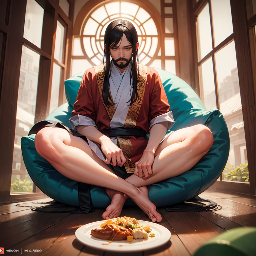 Image of a Chinese พระภิกษุ sitting underthe tree man with a white beard, พระภิกษุ meditation, การทำสมาธิแบบเซน, นักพรตเต๋า master, Chinese พระภิกษุ, เต๋า, นักพรตเต๋า, ลัทธิเต๋า, ลอยอยู่ในสภาวะเซนอันทรงพลัง, 2 1 st century พระภิกษุ, ความงามแบบเซน, พระภิกษุ, Chinese พระภิกษุ, concept art of a พระภิกษุ,หันหน้าเข้าหากล้องอย่างตรงไปตรงมา,ดวงตาที่ชาญฉลาด Old monk, long beard, long white mustache meditating under a tree on a high mountain, mountains big and small in the background as far as the eye can see, calm atmosphere, healing the mind, detailed portrait, intricate details, cinematic lighting, masterpiece
