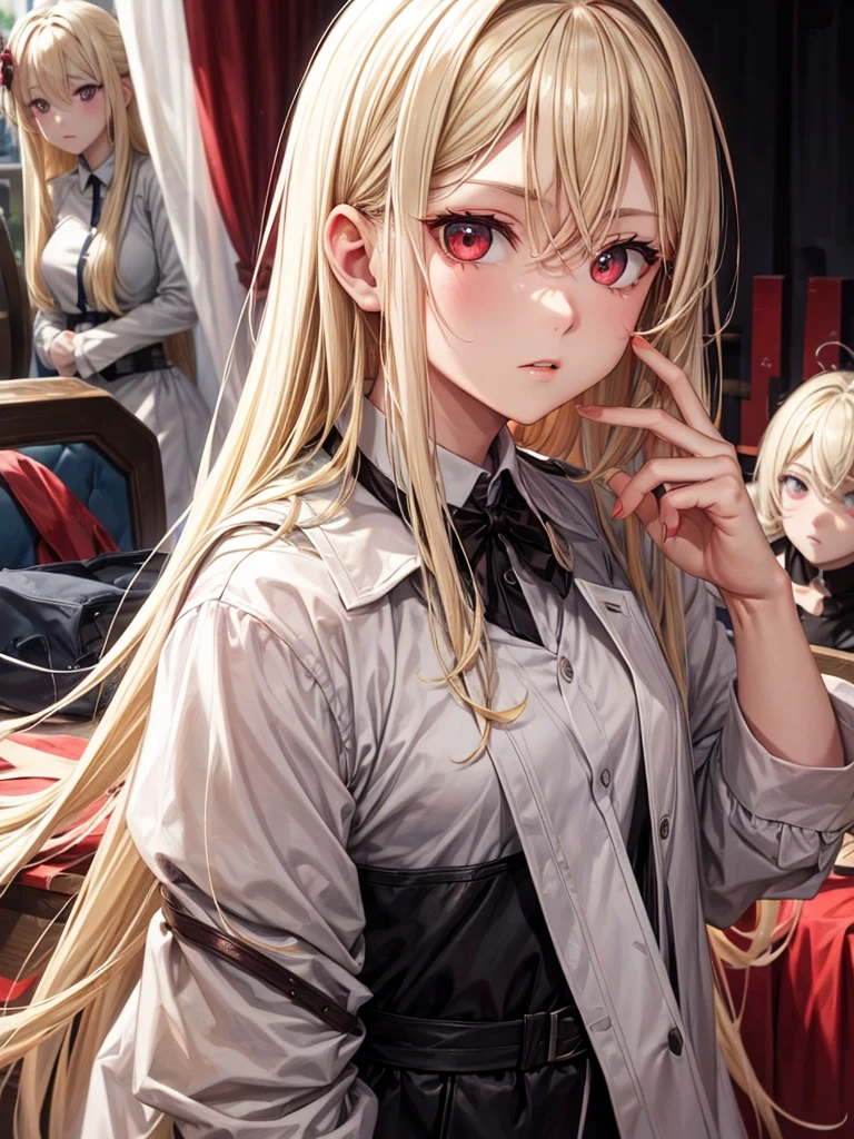 A of five years, hair Blond ash, red eyes and face of few friends, always handa annoying.
