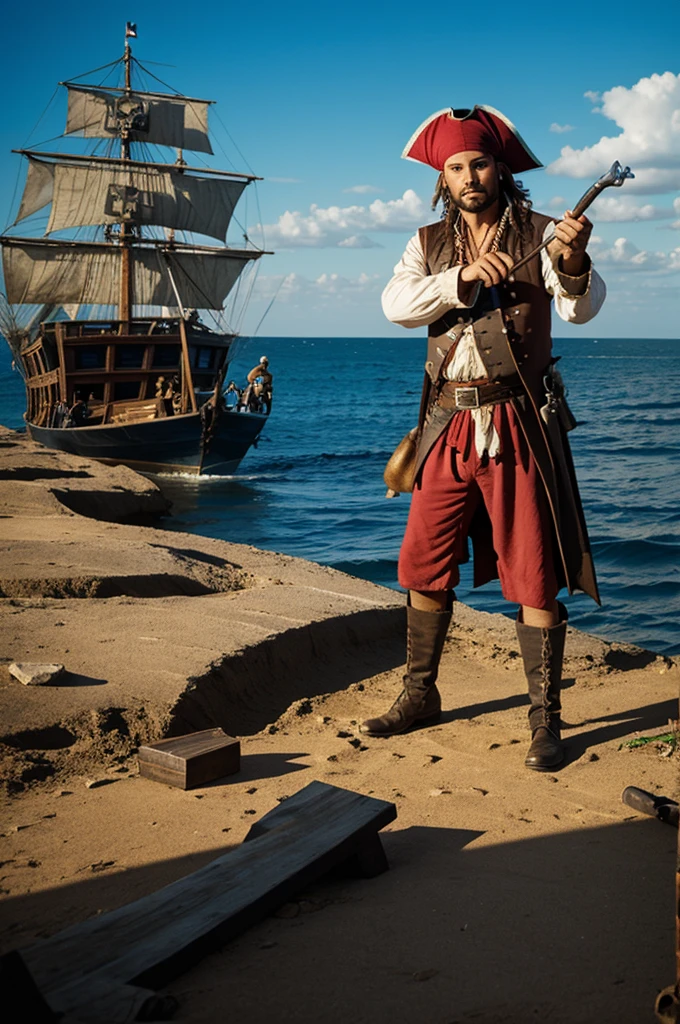 Picture of a pirate finding treasure