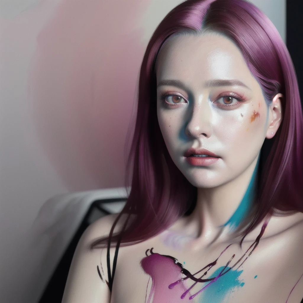Android Beauty, Powerful paintings inspired by Francis Bacon, Ultra-realistic surrealism, Hyperrealism, fear, art, hyper real painting, Realistic illustration painting, カラフルなHyperrealism, Hyper-realistic digital art