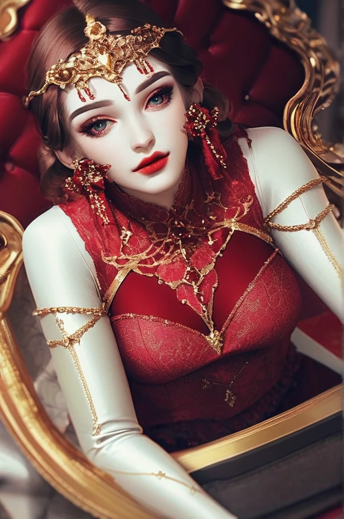 ((Лучшее качество)), ((шедевр)), (подробный), A girl is sitting on my face in red lace underwear
