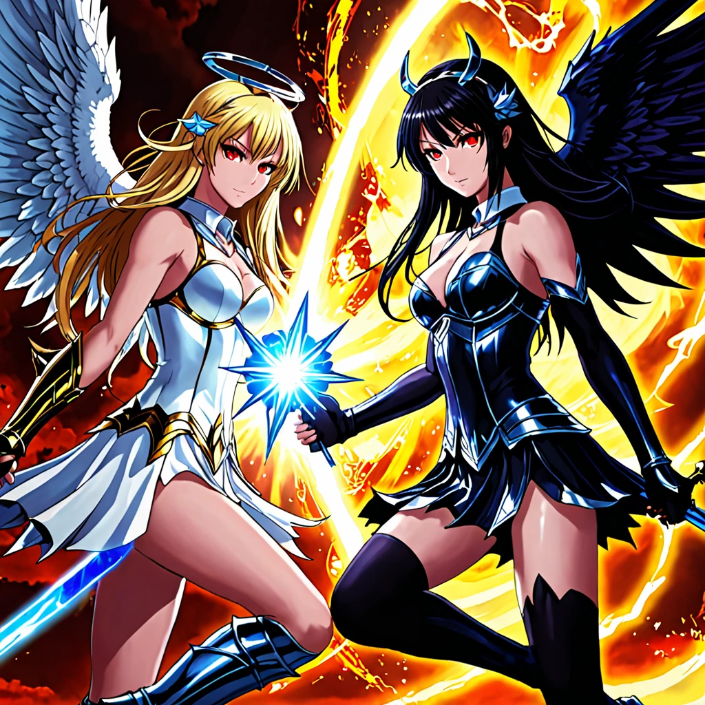 Angel vs demon battle Girls Darkness versus light