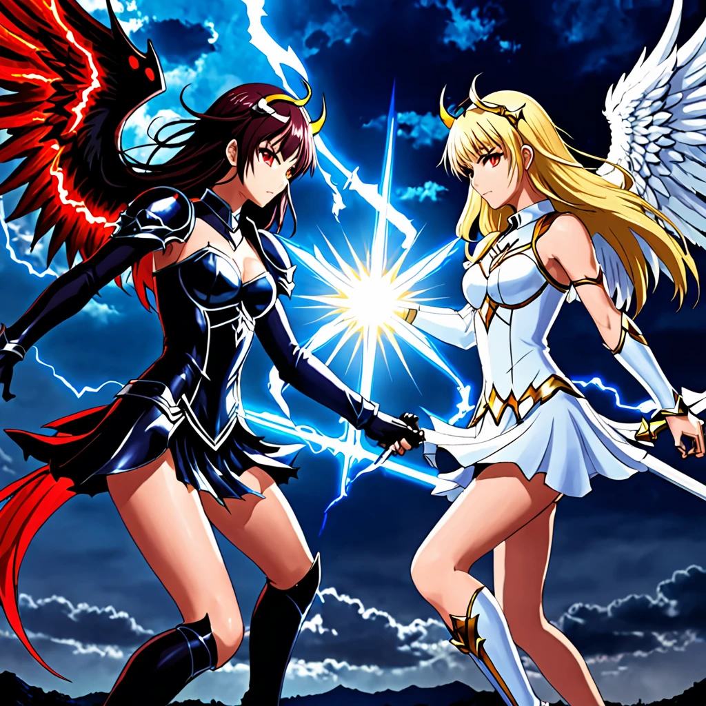 Angel vs demon battle Girls Darkness versus light