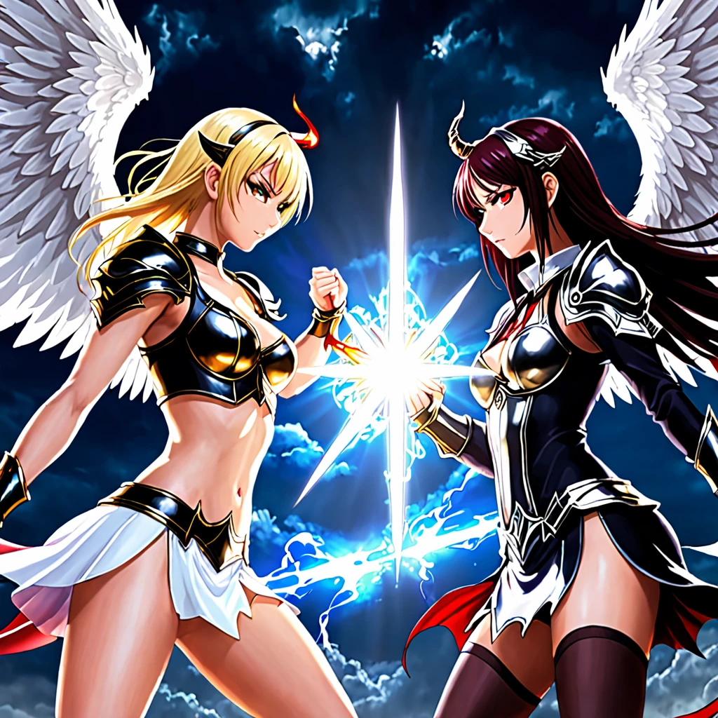 Angel vs demon battle Girls Darkness versus light