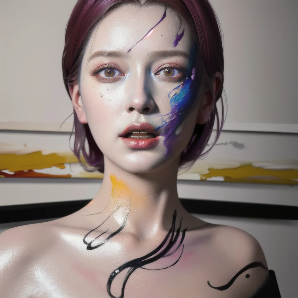 Android Beauty, Powerful paintings inspired by Francis Bacon, Ultra-realistic surrealism, Hyperrealism, fear, art, hyper real painting, Realistic illustration painting, カラフルなHyperrealism, Hyper-realistic digital art