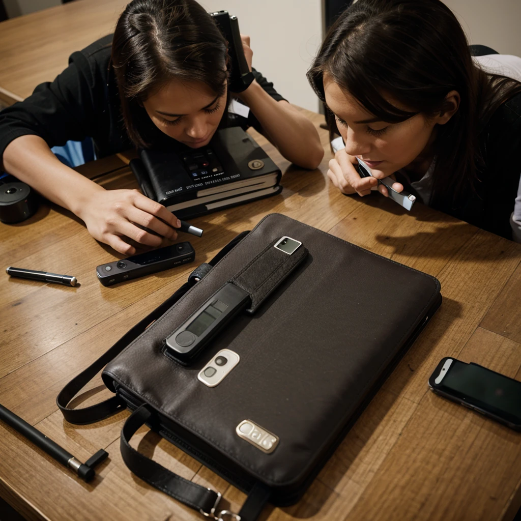 Professional cameras, notebooks and recorder, cell phones on journalists&#39; editorial desk