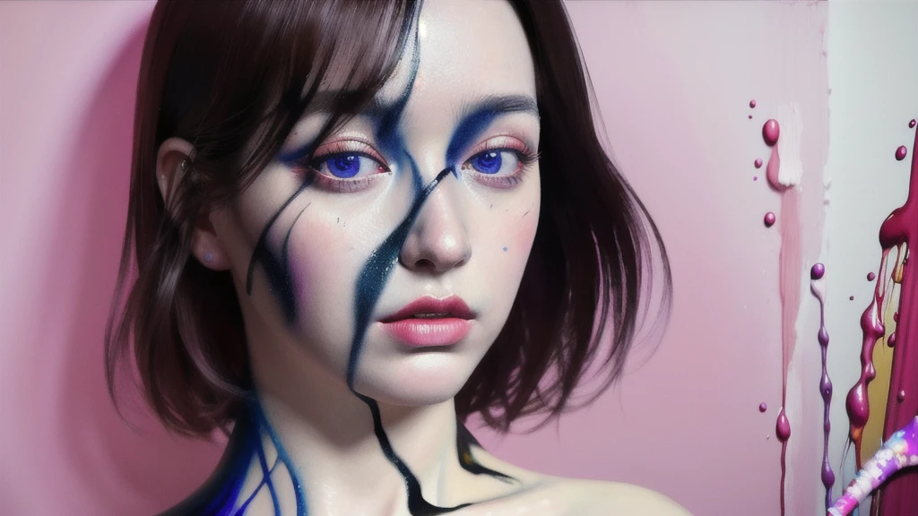 Android Beauty, Powerful paintings inspired by Francis Bacon, Ultra-realistic surrealism, Hyperrealism, fear, art, hyper real painting, Realistic illustration painting, カラフルなHyperrealism, Hyper-realistic digital art