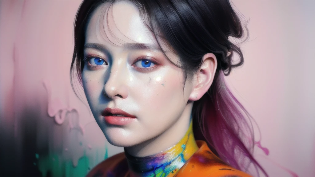 Android Beauty, Powerful paintings inspired by Francis Bacon, Ultra-realistic surrealism, Hyperrealism, fear, art, hyper real painting, Realistic illustration painting, カラフルなHyperrealism, Hyper-realistic digital art
