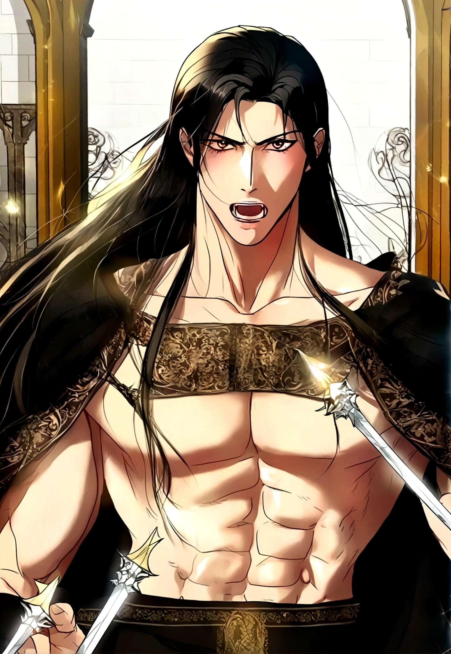 (masterpiece, best quality: 1.2), 1 male, solo, wei wuxia, mo dao zu shi, mdzs, gray eyes, long black hair, perfect anatomy, detailed eyes, perfect eyes, perfect body, perfect lighting, fully naked , penis visible , huge penis , stiff penis , beautiful penis , perfect anatomy penis , circumcised penis , taut shirtless , manga drawn by Kentaro Miura , wild style , full body shot , luxury setting , AImanhwa style , masterpiece , UHD , awrad award winning design , Artstation, Sharp Image, High Definition, Detailed, Detailed, (Ultra Detailed) , (Illustration) , (Masterpiece: 1.2), (Best Quality: 1.2)
