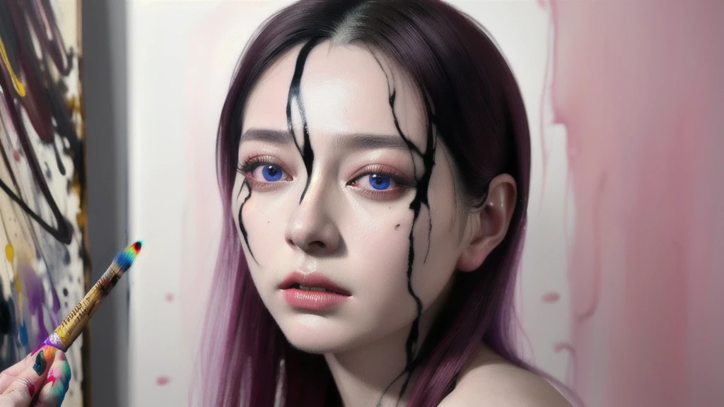Android Beauty, Powerful paintings inspired by Francis Bacon, Ultra-realistic surrealism, Hyperrealism, fear, art, hyper real painting, Realistic illustration painting, カラフルなHyperrealism, Hyper-realistic digital art