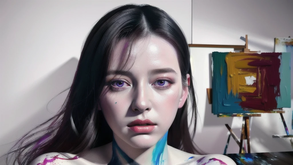 Android Beauty, Powerful paintings inspired by Francis Bacon, Ultra-realistic surrealism, Hyperrealism, fear, art, hyper real painting, Realistic illustration painting, カラフルなHyperrealism, Hyper-realistic digital art