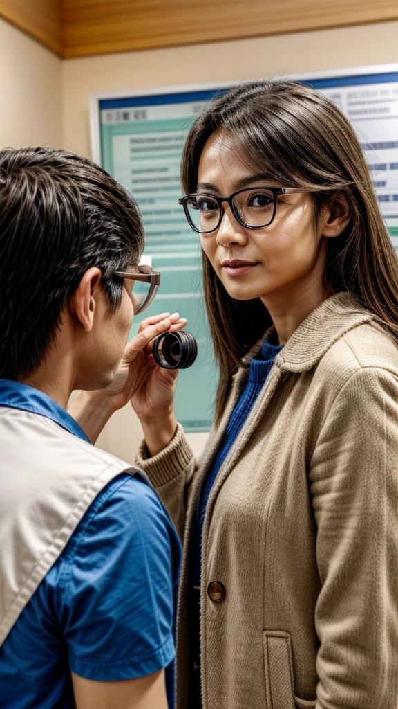 People with glasses、Get a vision test at an eye clinic