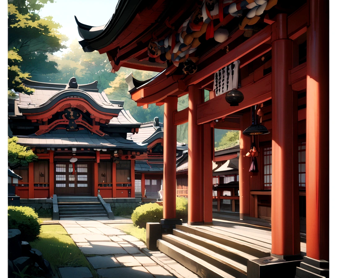 Japanese shrine, miko, fox mask