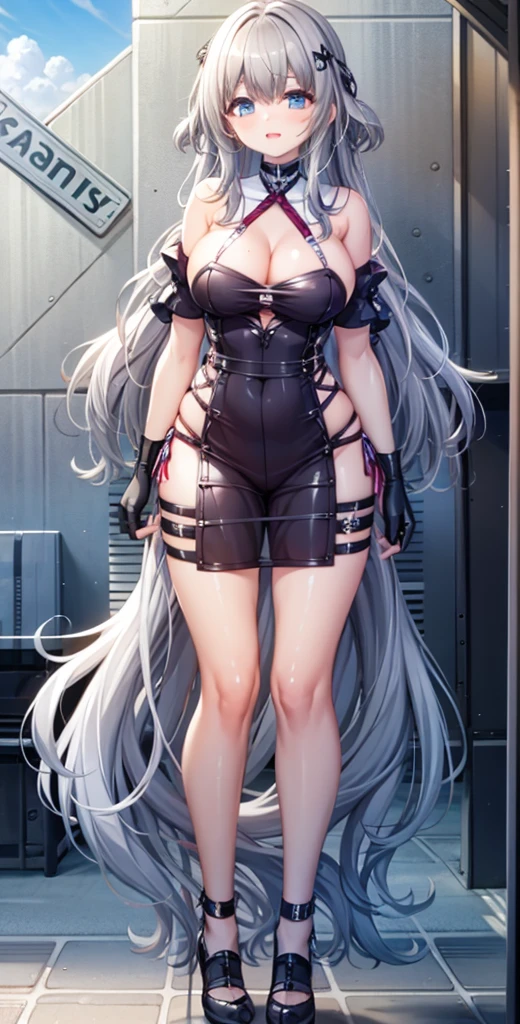 girl,Large Breasts,long hair,Topless,Bow,