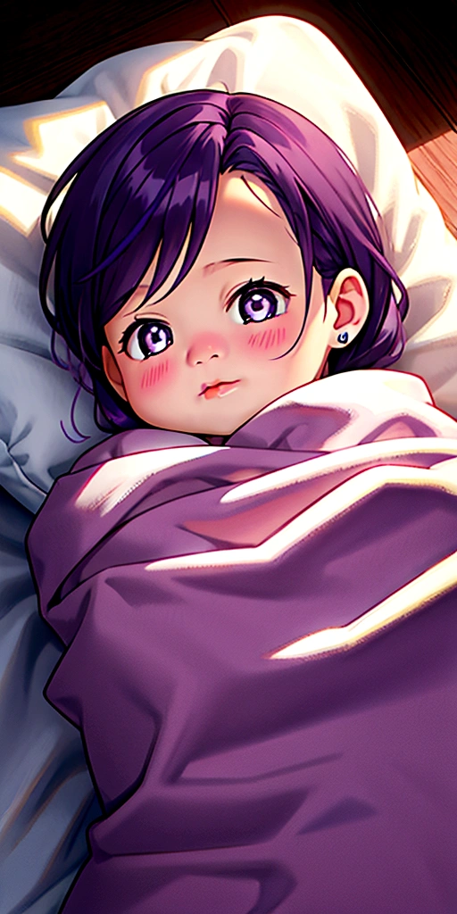 NEWBORN BABY boy, dark purple hair,
