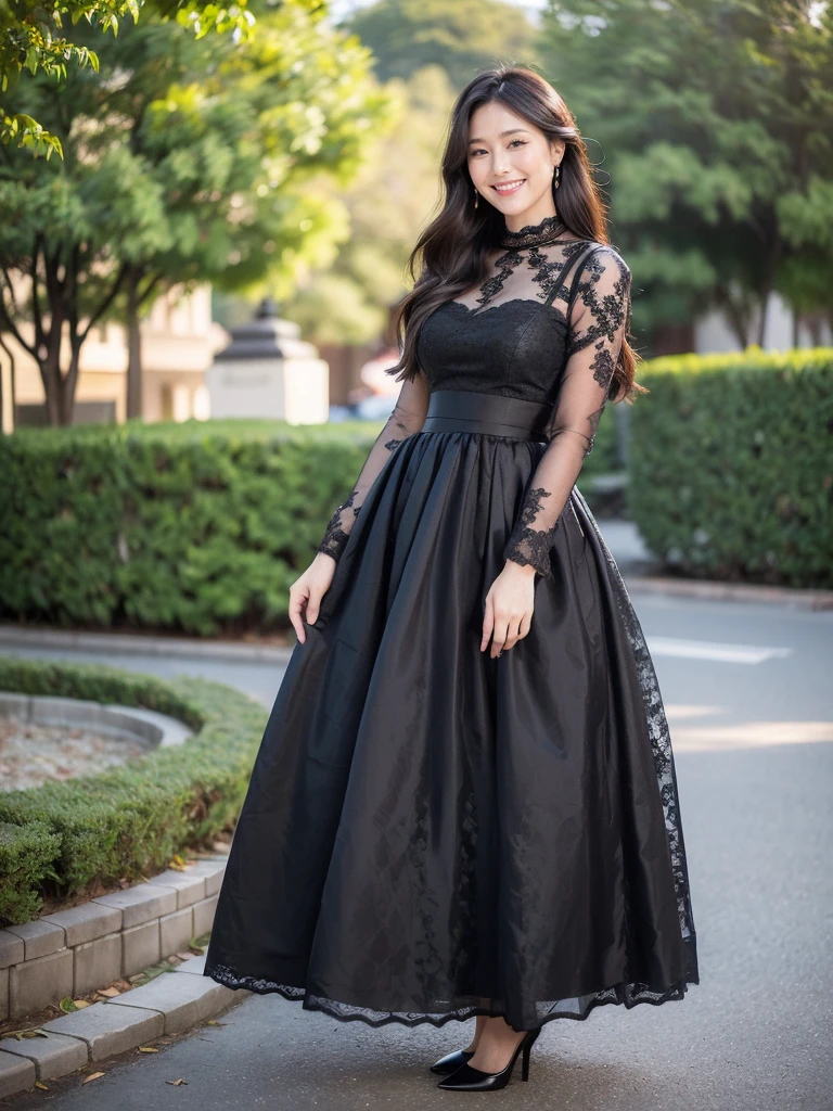 A style is chinoiserie, smile lace elements at the neckline and cuffs of the dress Dark pattern is a traditional moire pattern, details such as pleats, embroidery, beads, silk, crepe, knee-length or length, with bows or flowers at the waist or neckline