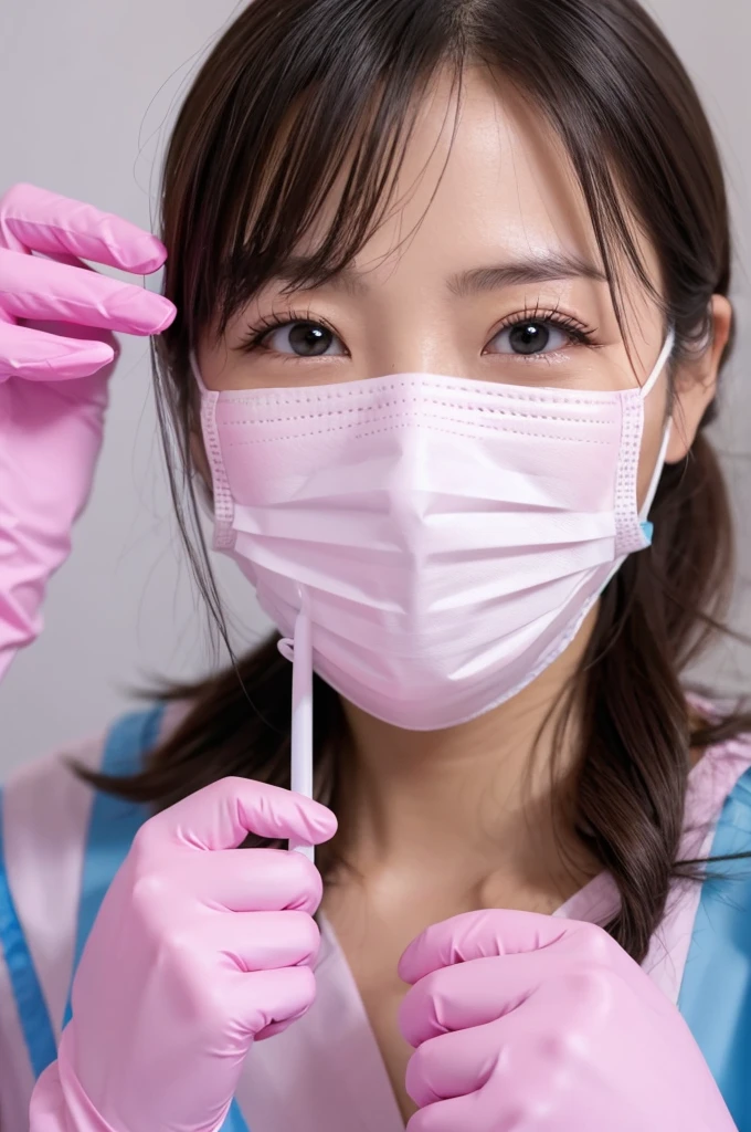 Dental hygienist、Rubber gloves、Pink Mask