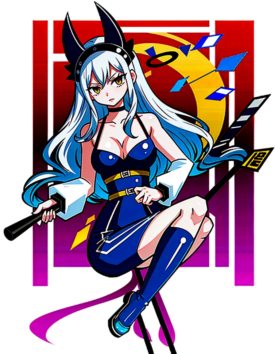 white hair, 1girl, expresionless, long hairBest quality，masterpiece，a high resolution，Adult female, 1girl, Mafia member, sitting on throne, legs crossed, visible breasts apart, visible collarbone, holding cane, visible cane, lipstick, white hair, long hair, yellow eyes, black coat, long pant, thighs, black pant,
