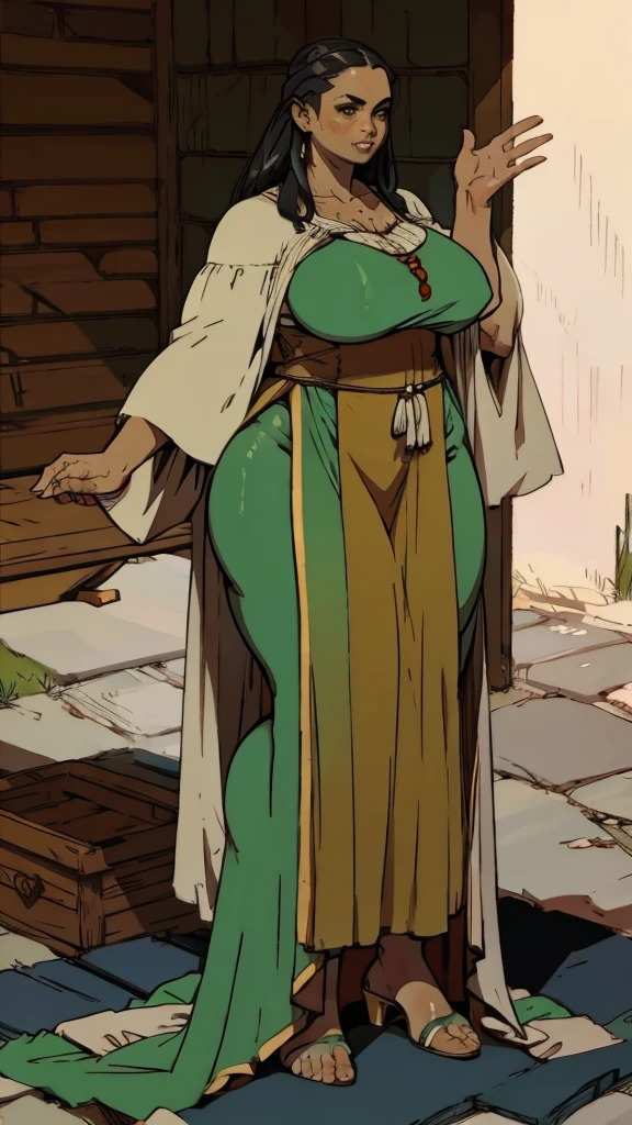 Milf, plump, medieval, Native dress, full body image