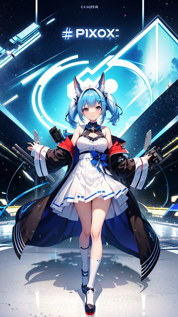 Anime girl with blue hair and a white dress holding a camera, Hololive, From the Azur Lane video game, Live2D Virtual Youtuber Model, Azur Lane Style, pixiv daily ranking, Popular on pixiv, Details of 8k characters, Top rated on pixiv, Visual Novel CG, Pixiv 3DCG, I deny that, Topics on pixiv