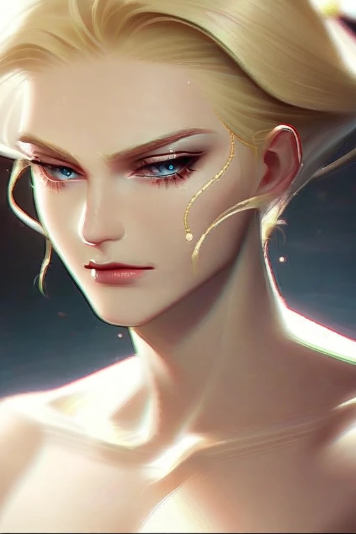 ((Лучшее качество)), ((шедевр)), (подробный), naked blonde in anime style