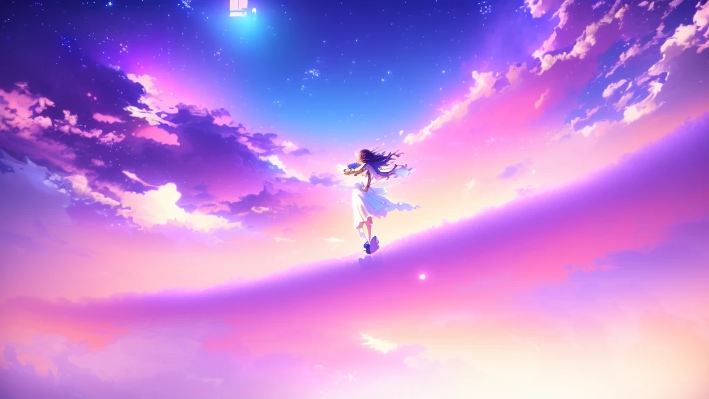 anime, a girl in a white dress is floating in the water, makoto shinkai cyril rolando, anime girl walking on water, anime movie background, beautiful anime scene, today's featured anime still, anime film still, screenshot from the anime film, anime still film anime shikishi, star(sky) starry_sky