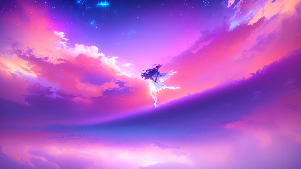anime, a girl in a white dress is floating in the water, makoto shinkai cyril rolando, anime girl walking on water, anime movie background, beautiful anime scene, today's featured anime still, anime film still, screenshot from the anime film, anime still film anime shikishi, star(sky) starry_sky