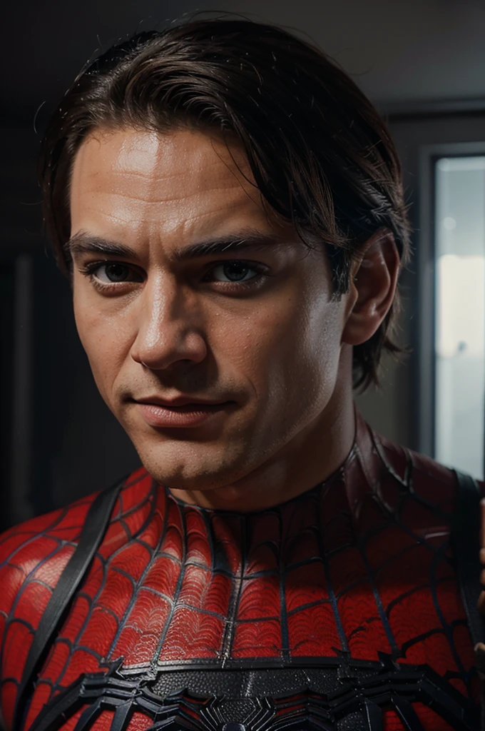 Picture of Spider-Man, To persuade, The twenties, Handsome, Detailed face, Looking at the camera, painting, 8K Ultra HD, High quality