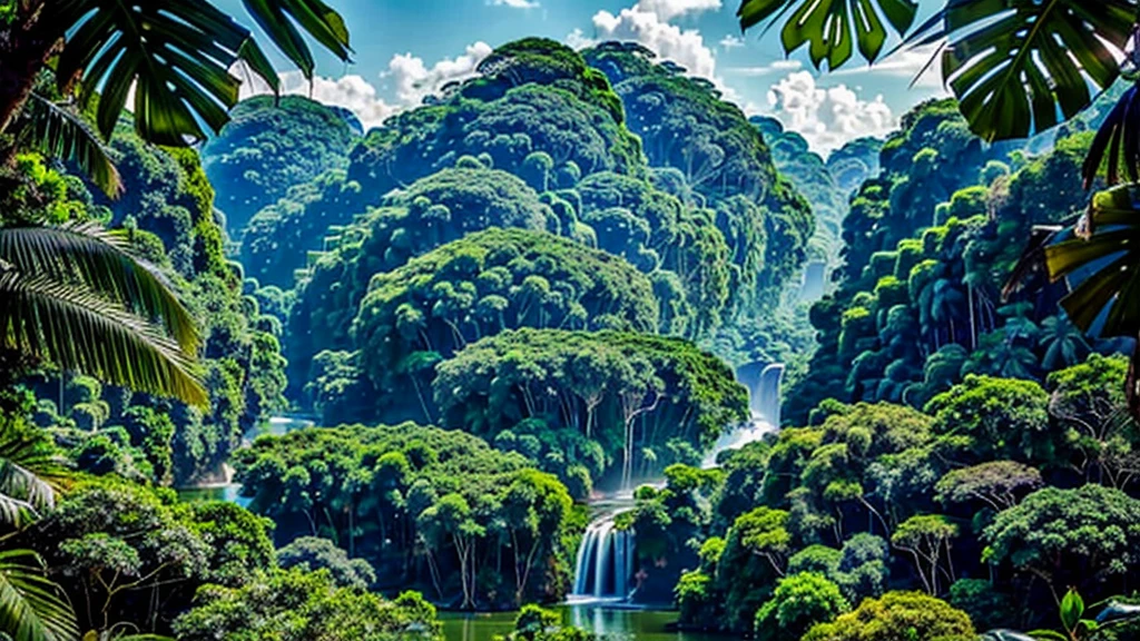 A vast jungle showing its natural beauty (8k resolution), (masterpiece)