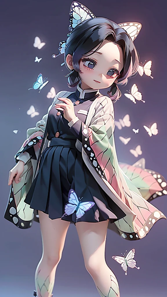 cute、Mini character、Butterflies are fluttering、A school uniform with a butterfly-like haori、Poisonous、princess