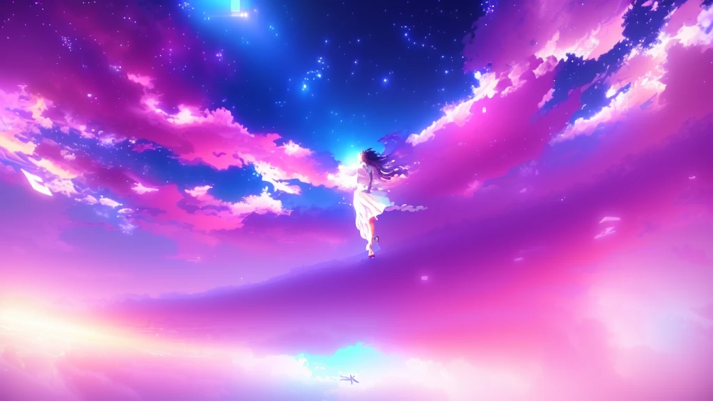 anime, a girl in a white dress is floating in the water, makoto shinkai cyril rolando, anime girl walking on water, anime movie background, beautiful anime scene, today's featured anime still, anime film still, screenshot from the anime film, anime still film anime shikishi, star(sky) starry_sky
