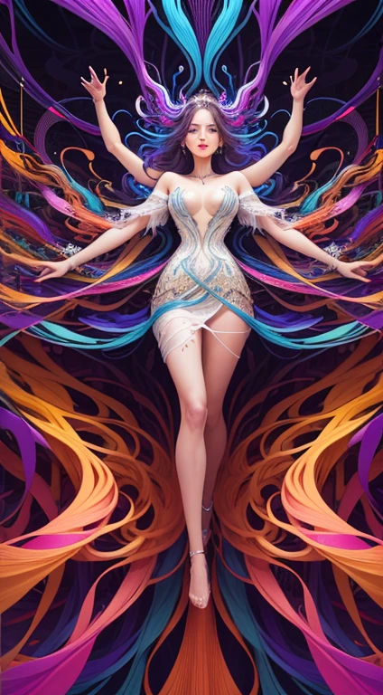 (masterpiece, Highest quality, Highest quality, Official Art, Beauty and aesthetics: 1.2), (1 Girl: 1.3), Very detailed, (Fractal Art: 1.2), colorful, The finest details, (Tangled: 1.2), (Dynamic pose), (Abstract background: 1.5), (3 Layer Dresses: 1.2), (Shiny skin), (Multiple colors: 1.4), Upper Body, Transparent gauze, nakedの肩, Blooming flower fields, Glowing Skin, A light smile, sexy, bust, naked, From below, Raise your ass and wait