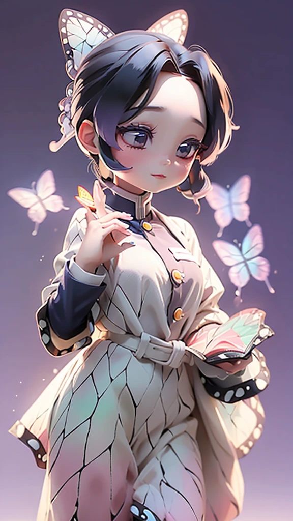 cute、Mini character、Butterflies are fluttering、A school uniform with a butterfly-like haori、Poisonous、princess