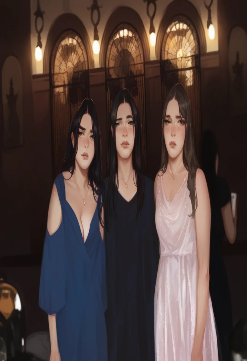 3 girls, Perfect face, wide, naked, big breasts, curves, slim, big ass