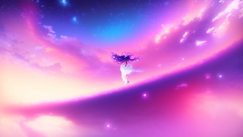 anime, a girl in a white dress is floating in the water, makoto shinkai cyril rolando, anime girl walking on water, anime movie background, beautiful anime scene, today's featured anime still, anime film still, screenshot from the anime film, anime still film anime shikishi, star(sky) starry_sky