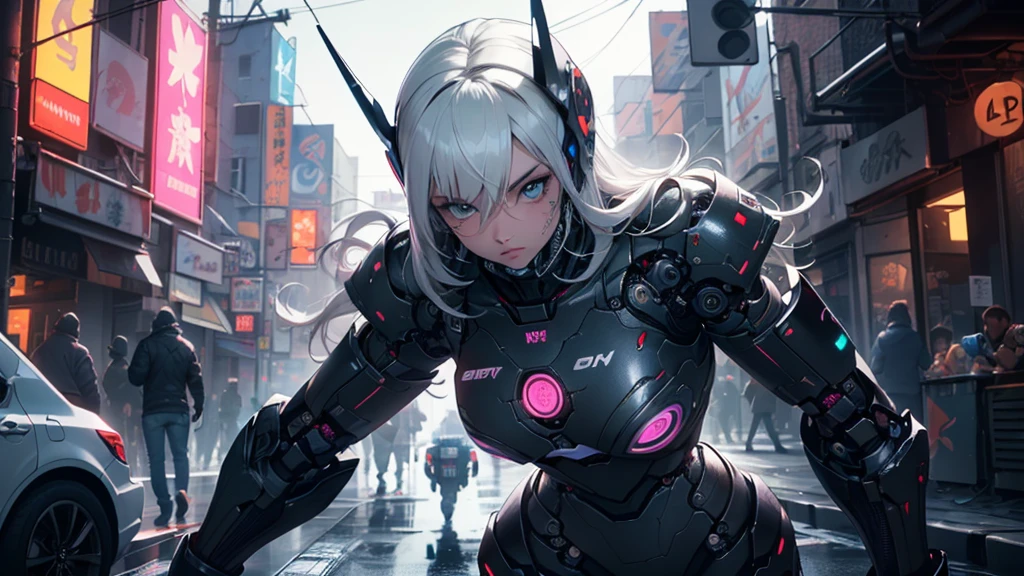 PunkAI, (CyberpunkAI:1.4), h1c4tt3ch, (beautiful woman hello kitty), Cybernate, (robot:1.4), cyborg, Unreal Engine-Rendering in 8K, In a complicated city full of neon, action shot, detailed, complicated iris, Very vibrant lighting, heavy shadows, detailled, (exhilarated, Foto realist, realist, dramatic, dark, keen focus, 8K),,unreal engine:1.4,uhd,La best quality:1.4, fotorrealist:1.4, Skin texture:1.4, masterpiece:1.8,first work, best quality,(Schöne und detaillede Augenbeschreibung)