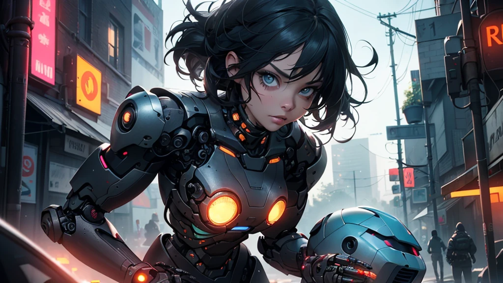 PunkAI, (CyberpunkAI:1.4), h1c4tt3ch, (beautiful woman hello kitty), Cybernate, (robot:1.4), cyborg, Unreal Engine-Rendering in 8K, In a complicated city full of neon, action shot, detailed, complicated iris, Very vibrant lighting, heavy shadows, detailled, (exhilarated, Foto realist, realist, dramatic, dark, keen focus, 8K),,unreal engine:1.4,uhd,La best quality:1.4, fotorrealist:1.4, Skin texture:1.4, masterpiece:1.8,first work, best quality,(Schöne und detaillede Augenbeschreibung)