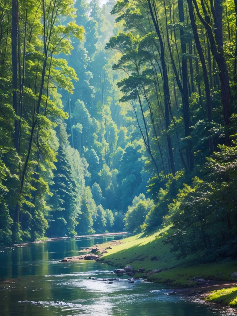 a close up of a river with trees and water in the background, river in a forest, forest and river, green waters, river gorgeous lighting, nature in all its beauty, peaceful and serene, river in the wood, gentle sparkling forest stream, green water, river with stunning water, stunning nature in background, cahaba river alabama
