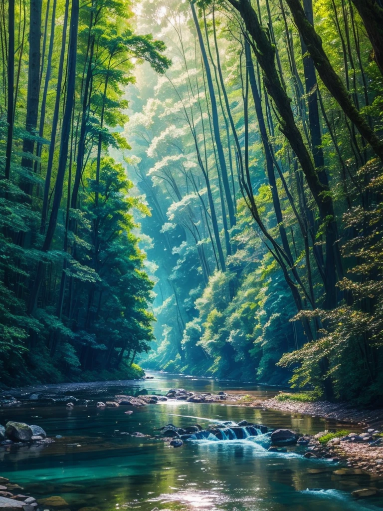 a close up of a river with trees and water in the background, river in a forest, forest and river, green waters, river gorgeous lighting, nature in all its beauty, peaceful and serene, river in the wood, gentle sparkling forest stream, green water, river with stunning water, stunning nature in background, cahaba river alabama