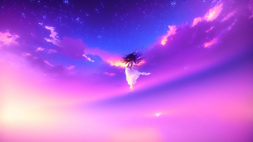 anime, a girl in a white dress is floating in the water, makoto shinkai cyril rolando, anime girl walking on water, anime movie background, beautiful anime scene, today's featured anime still, anime film still, screenshot from the anime film, anime still film anime shikishi, star(sky) starry_sky