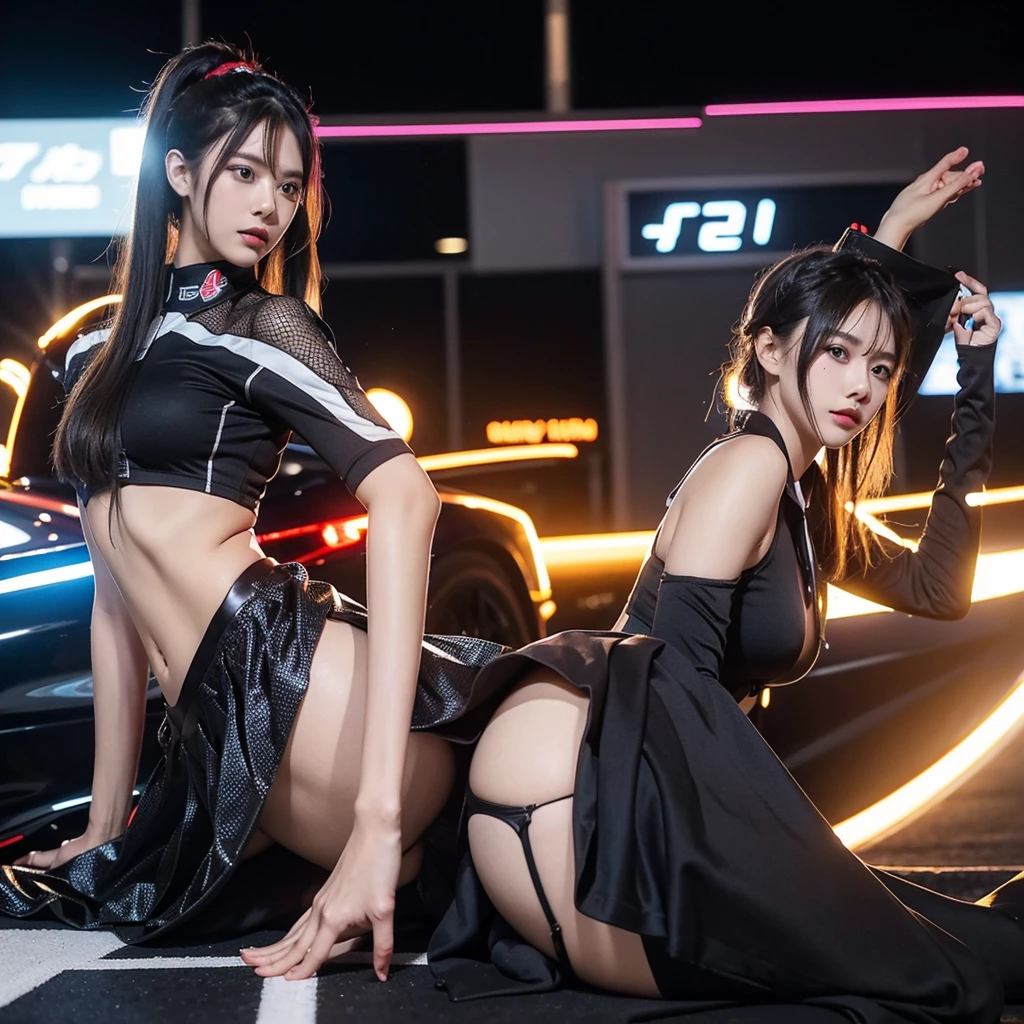 Cool woman、Colorful costumes、F1 Driver Cosplay、Colorful costumes、Clothing with company logo、Grid Girlsのカラフルで派手な衣装、Grid Girls、Perfect Face、Paddock Girls、Harem、motor Show、tights、Bodycon Costumes、Grid Girls、Russia、Grid Girlsのコスプレ、belly button、Pleated skirt、Bodycon Costumes、Photographed in a sexy pose