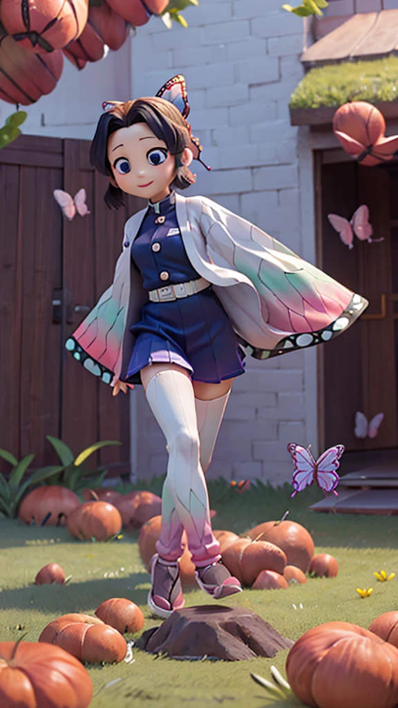 cute、Mini character、Butterflies are fluttering、A school uniform with a butterfly-like haori、she has Poisonous inject、princess,