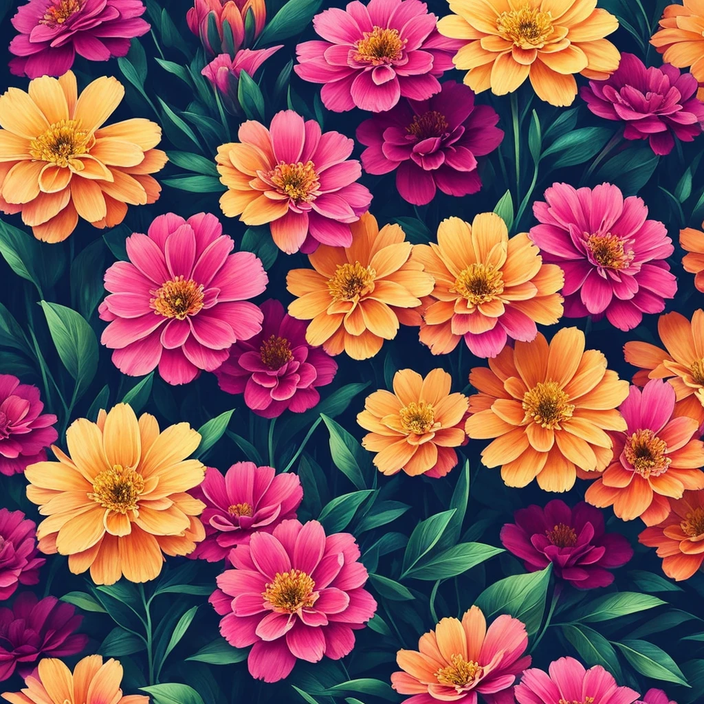 a close up of a bunch of flowers with a dark background, 🌺 cgsociety, beautiful!!! digital art, gorgeous digital art, beautiful detail and color, beautiful color art!, great pinterest photo, rich flower colors, very beautiful digital art, by Marie Bashkirtseff, beautiful digital art, magical colorful flowers, wow it is beautiful, by Android Jones