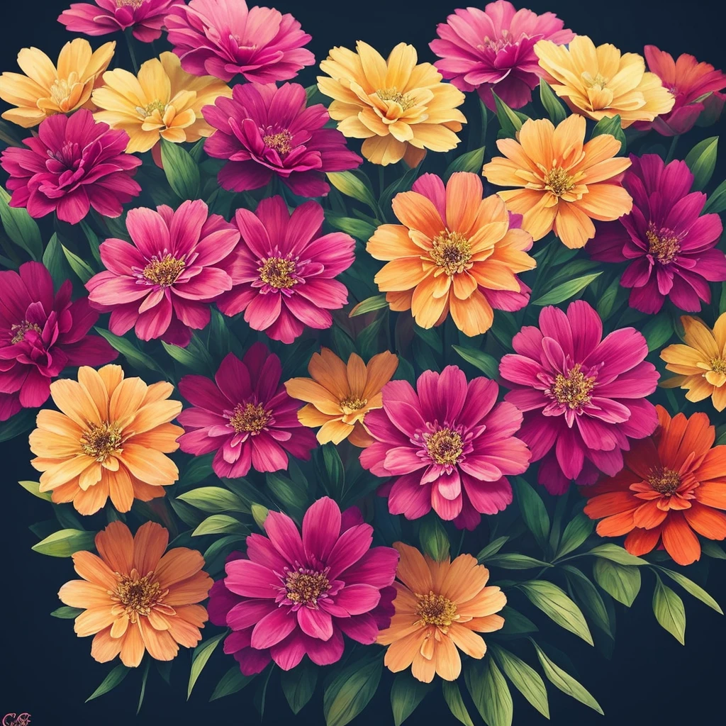 a close up of a bunch of flowers with a dark background, 🌺 cgsociety, beautiful!!! digital art, gorgeous digital art, beautiful detail and color, beautiful color art!, great pinterest photo, rich flower colors, very beautiful digital art, by Marie Bashkirtseff, beautiful digital art, magical colorful flowers, wow it is beautiful, by Android Jones