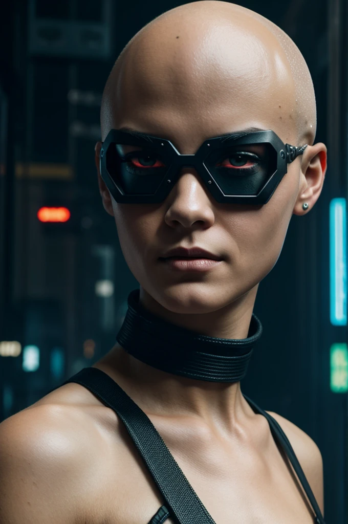 Bald cyberpunk style girl