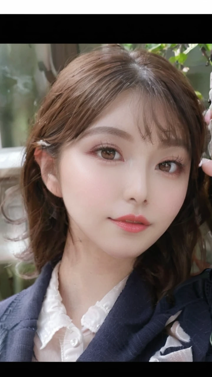 masterpiece, highest quality, 8k, 20th Generation, Large Breasts, cute, alone, sad, cute, Girlish, Delicate girl, Pure beauty, RAW Photos, Professional photography, Portraiture, Soft Light, Professional Lighting, Backlight, Head to Knee, avert your eyes, Sophisticated, Film Grain, (Eyes and facial details:1.0), Short floating hair, Beautiful, flowing hair, bangs, (Loose cardigan(Pink))、(Large Breasts:1.0)、You can see a little cleavage、Micro Mini Skirt、Voluptuous thighs、Dolly Makeup、Odd Eye、The colour of the eyes are opposites