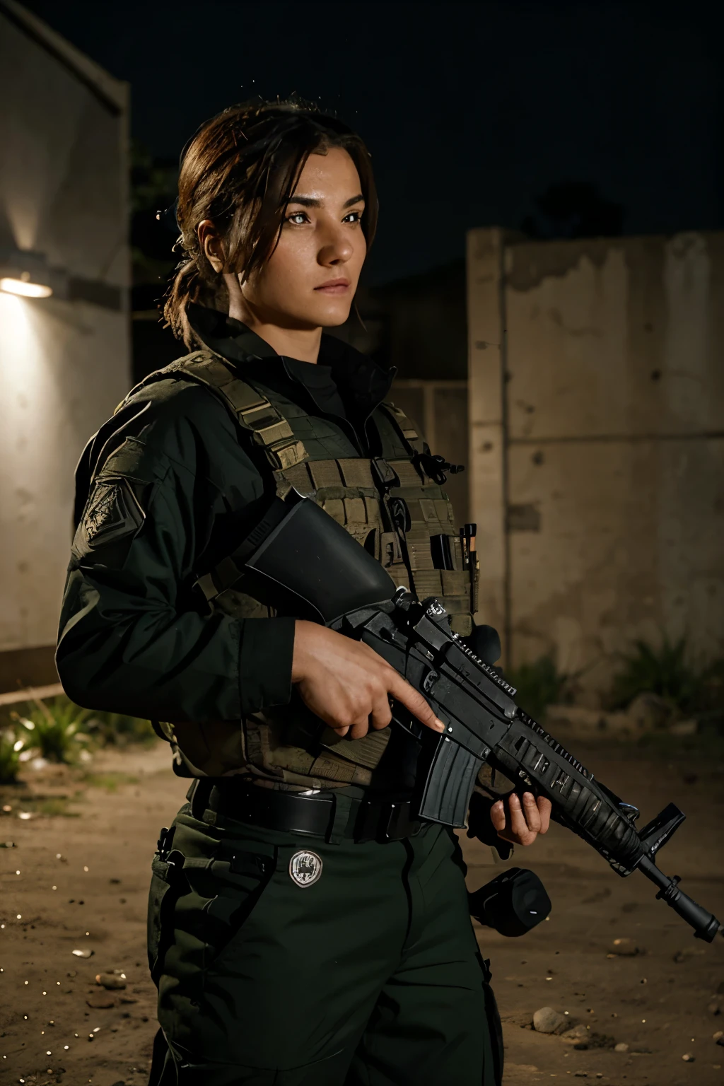 Special forces operator patrolling with m4