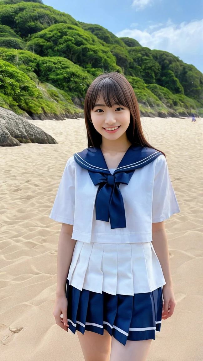 8K、RAW Photos、Highest quality、Japanese Model、Young and sexy gravure idol、Young and cute gravure idol、リアルなYoung Gravure Idol、Real fleshy gravure idol、Young Gravure Idol、A sophisticated gravure idol、Young and thin gravure idol、The most beautiful Asian girls of all time、Sailor suit、mini skirt、Beach,Blur the background