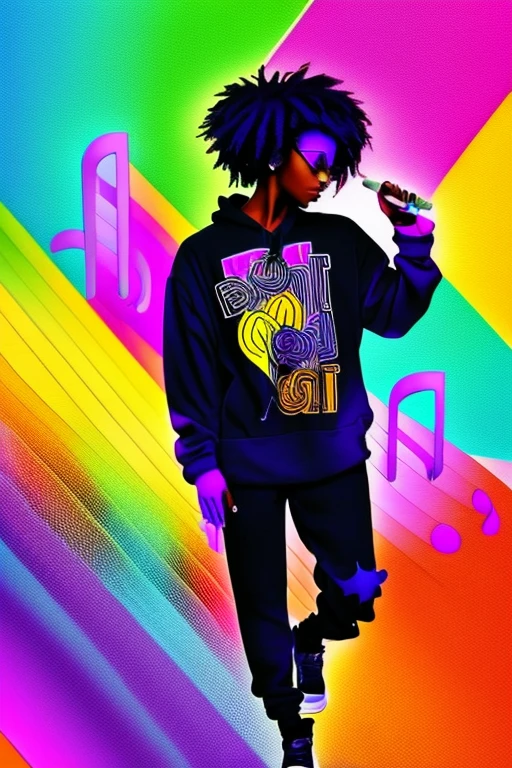 A background filled with tered musical notes in various sizes and colors
A background completely filled with scatd musical notes in various sizes and colors, covering the entire screen.
beautiful girl colorful image
Dance hiphop Dance CREW Waacking Dance
Punking
black medium hair black medium hair
Five fingers Baggy clothes Baggy clothes